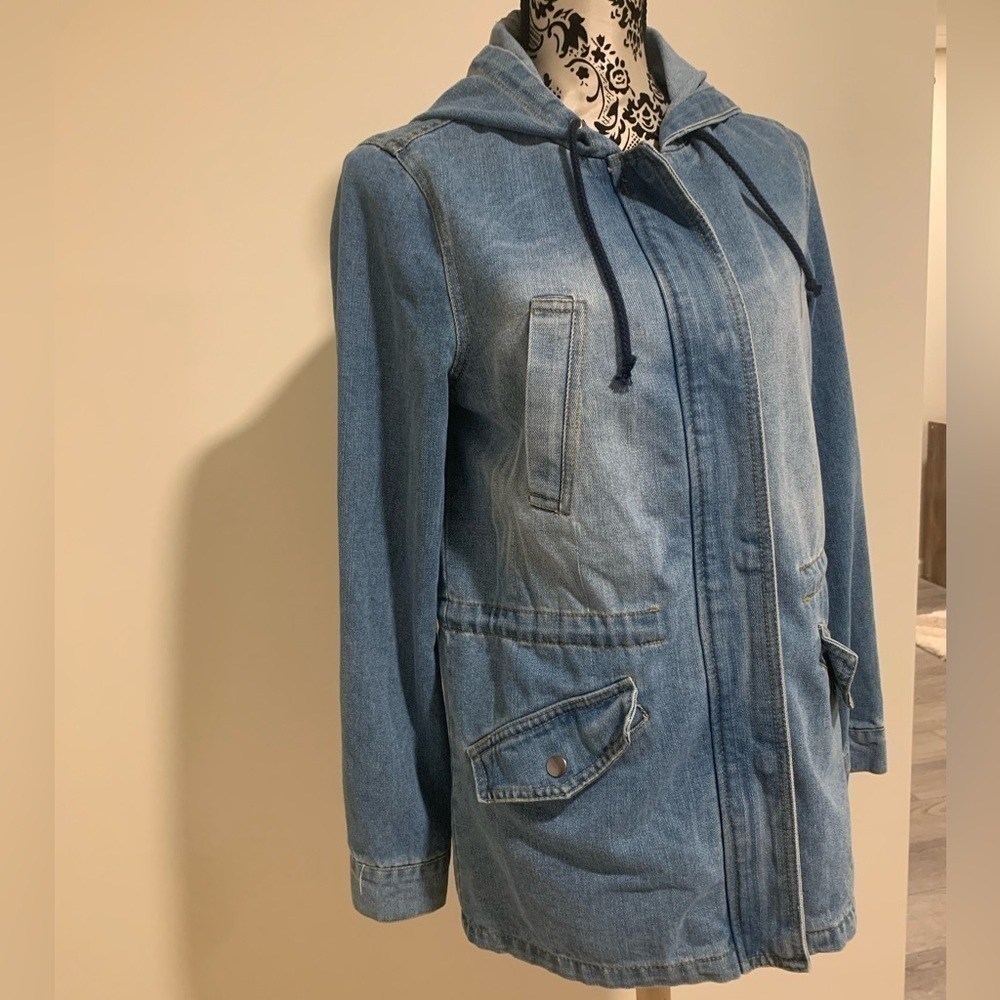 Ci Sono Hooded Denim Anorak Jacket - Picture 3 of 8